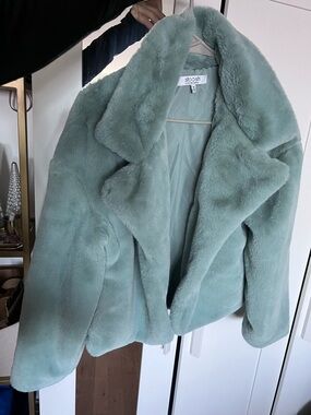 Stoosh Mint Green Faux Fur Teddy Coat